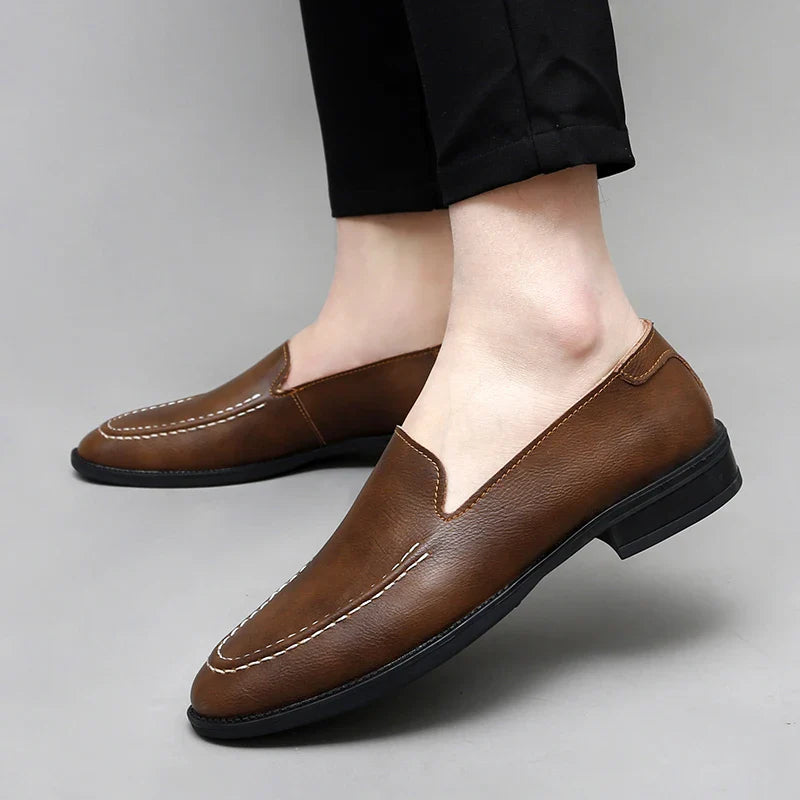 Real Leather Slip On Loafers