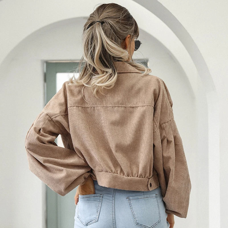 Calvi Women's Corduroy Blend Cropped Jacket