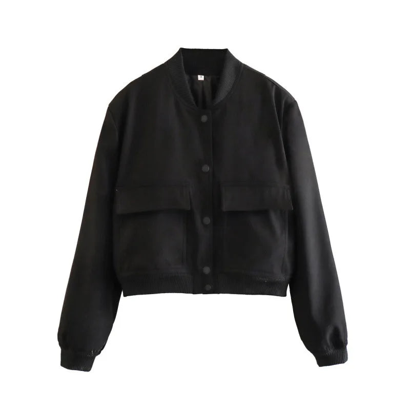 Women's Bomber Jacket Lightweight Cotton Black