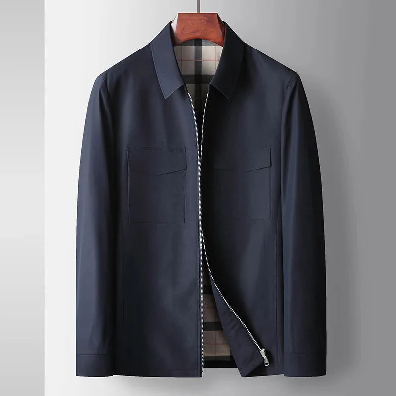 Men's Zip Front Jacket Regular Fit Collared Casual - VibreMode