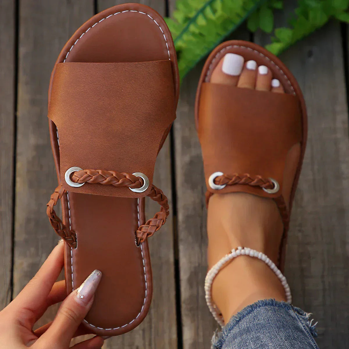 Women's Chic Braided Flat Sandals - VibreMode