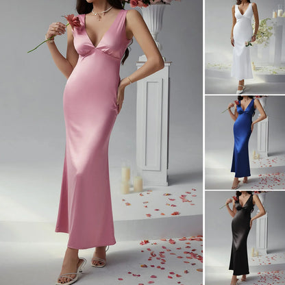 Women's Sleeveless V-Neck Midi Dress