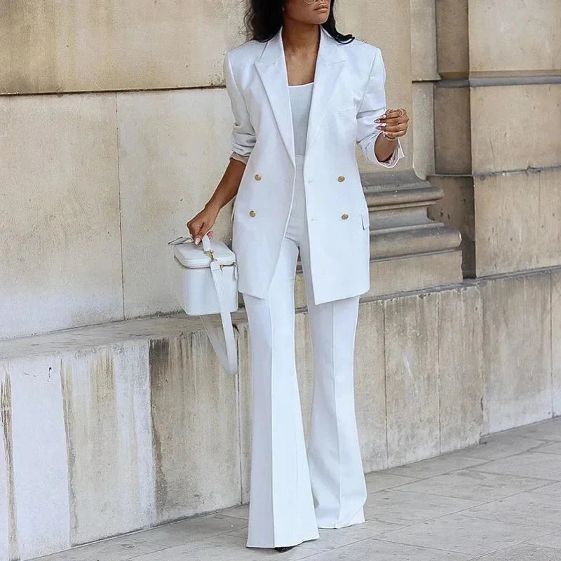 Women's Double-Breasted Blazer Suit Formal - VibreMode