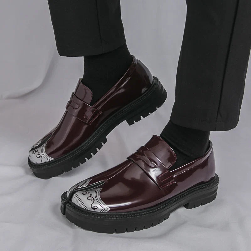 Obsidian Leather Tabi Loafers