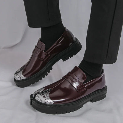 Obsidian Leather Tabi Loafers