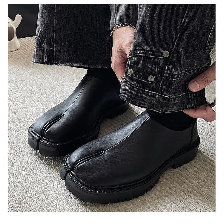 Men's Leather Tabi Loafers Black