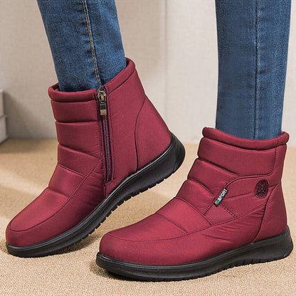 Women's Quilted Ankle Boots Fur Lining Non-Slip Sole Black