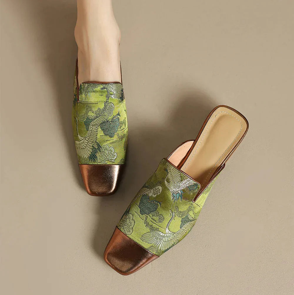 Women's Floral Embossed Mules