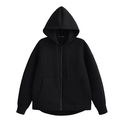 Women's Oversized Zip Hoodie Cotton Casual Grey