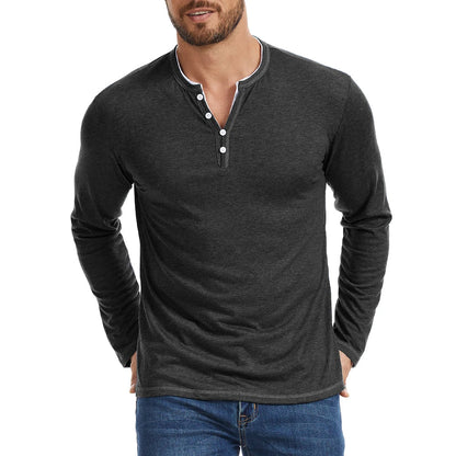 Men's Long Sleeve Henley Shirt - VibreMode