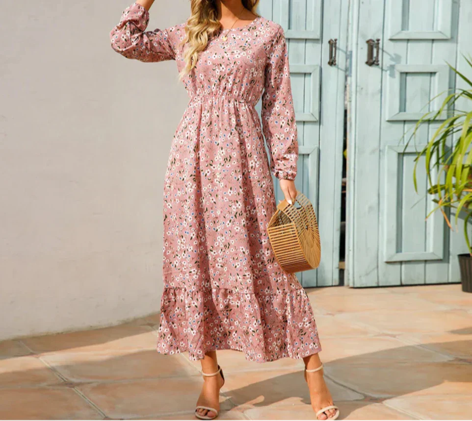 Women's Floral Long Sleeve Maxi Dress - VibreMode
