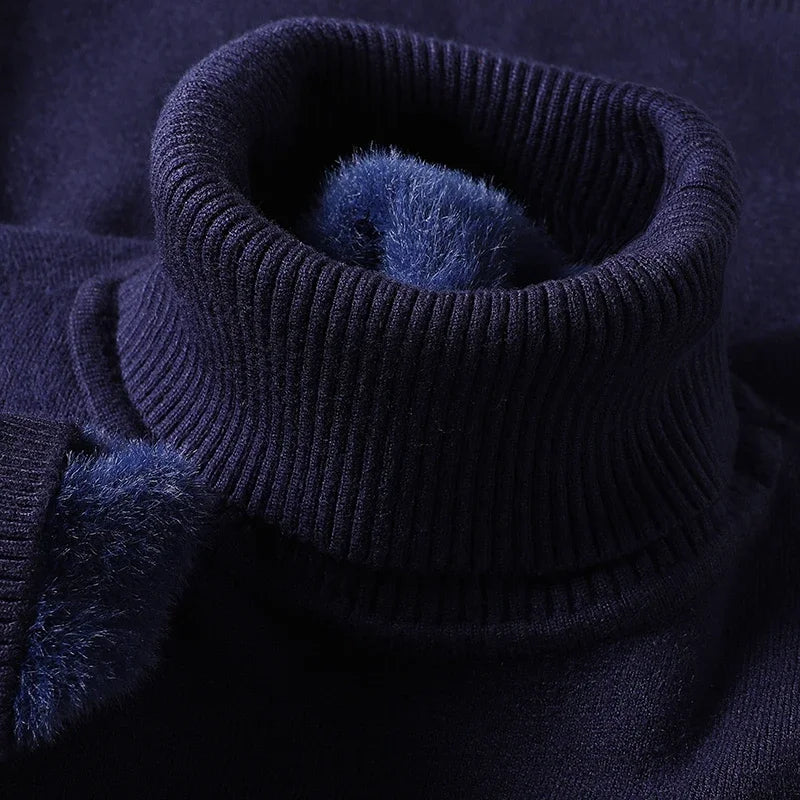 Men's Turtleneck Sweater Ribbed Hem