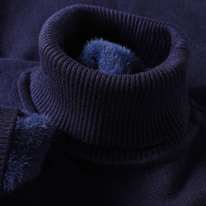 Men's Turtleneck Sweater Ribbed Hem