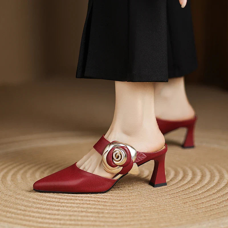 Luxurious Red Leather High Heels