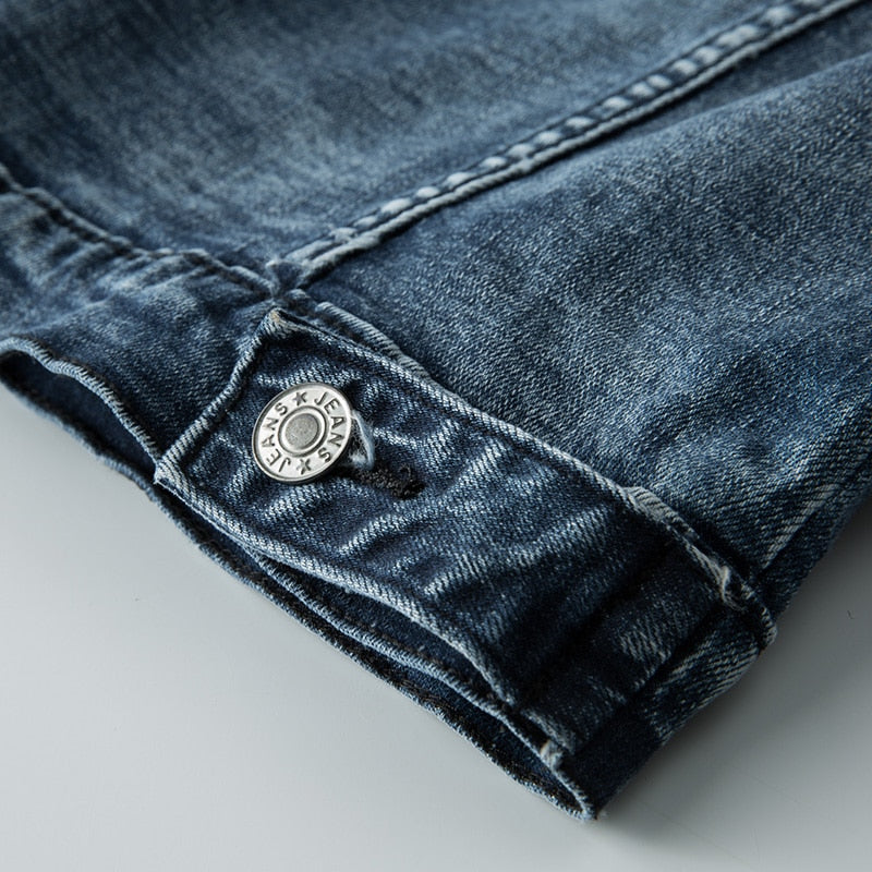 Urban Edge Men's Biker Jeans Denim Blue