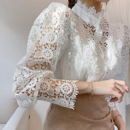 Elegant Lace Trim Women's Blouse