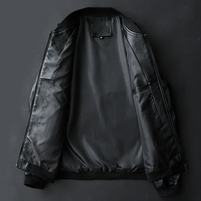 Faux Leather Bomber Jacket