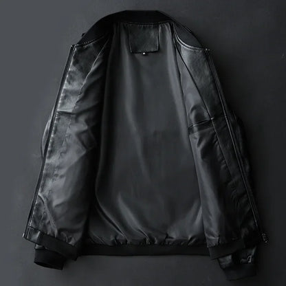 Faux Leather Bomber Jacket