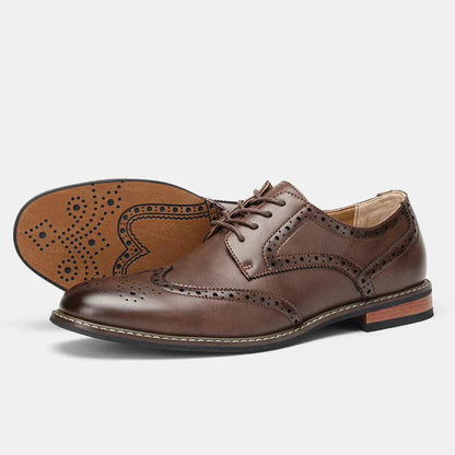 Men's Leather Oxford Shoes Lace Up Wingtip Brogue
