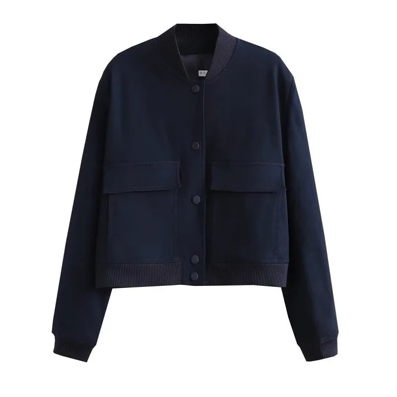 Women's Bomber Jacket Lightweight Cotton Black