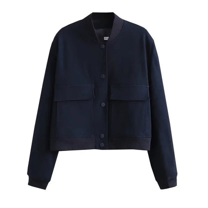 Women's Bomber Jacket Lightweight Cotton Black