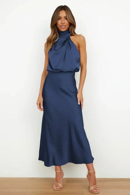 Women's Halter Neck Maxi Evening Dress
