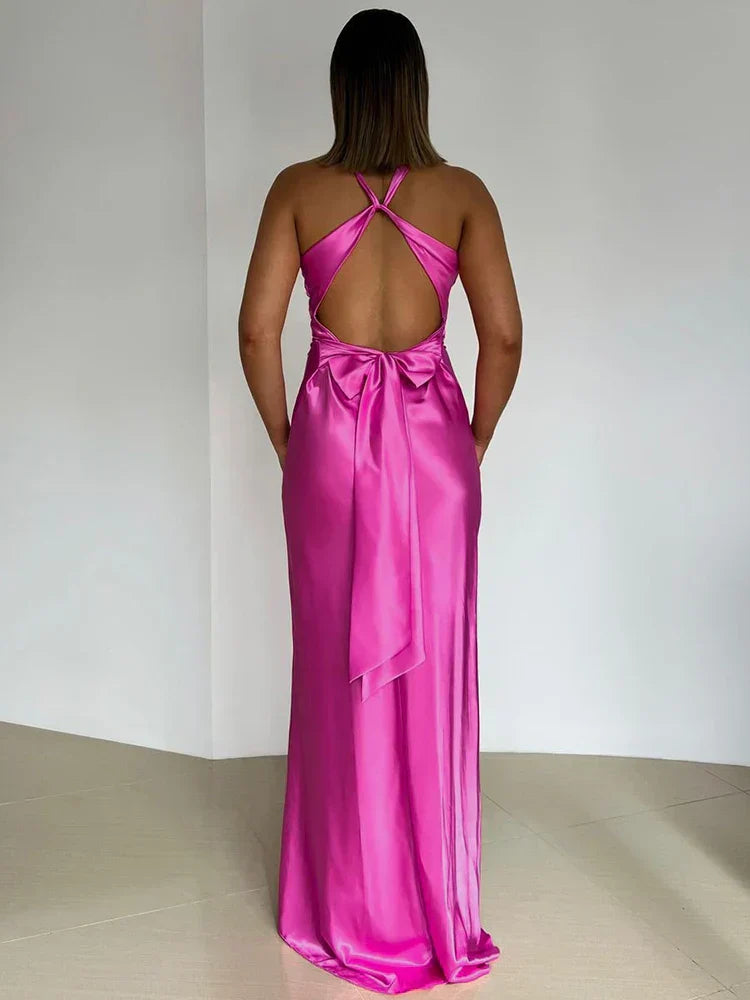 Women's Sleeveless Halter Neck Evening Gown