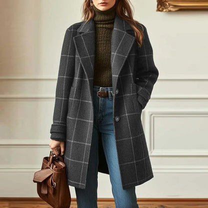 Valeria Women's Wool Plaid Coat - VibreMode