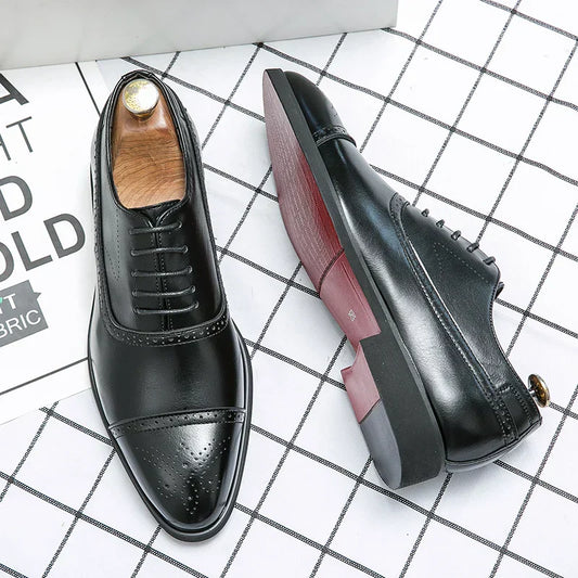 Men's Lace-Up Dress Shoes Perforated Toe - VibreMode