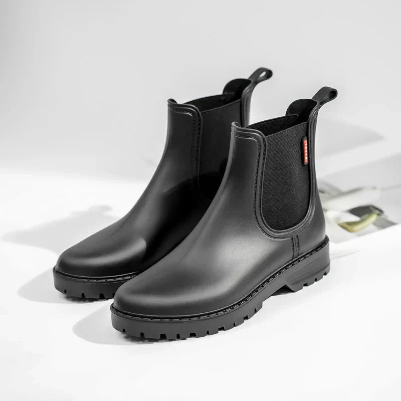 Women's Chelsea Boots Waterproof Rubber Sole Black