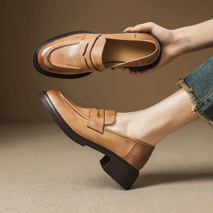 Timeless Ladies Genuine Leather Strap Shoes