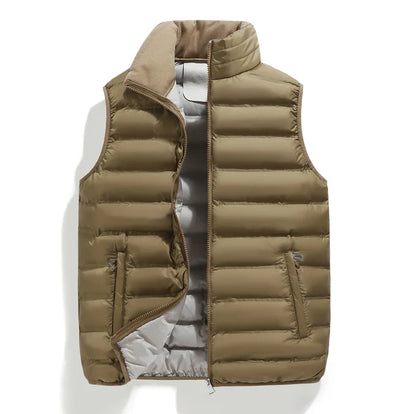 Men's Down Vest Sleeveless Zipper Padded Windproof Black