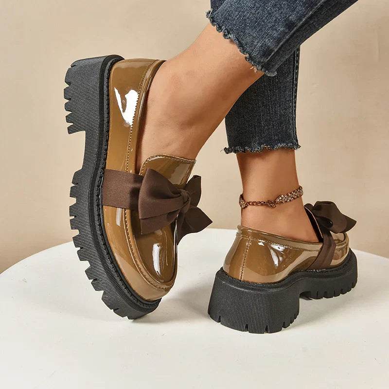 Comfortable Ladies Bow Detail Loafers Shoes
