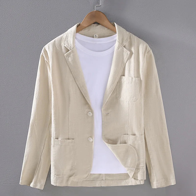 Renzo Men's Cotton Linen Blazer - VibreMode