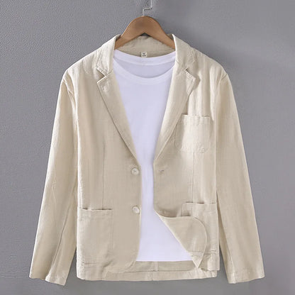 Renzo Men's Cotton Linen Blazer - VibreMode