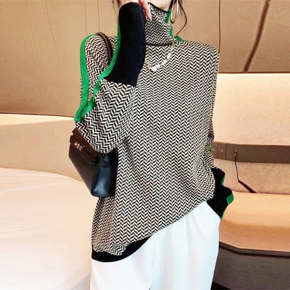 Women's Long Sleeve Sweater Contrasting Trim