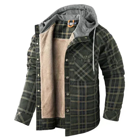 Men's Plaid Hooded Flannel Jacket