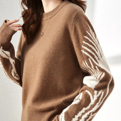 Trendy Print Crew Sweater