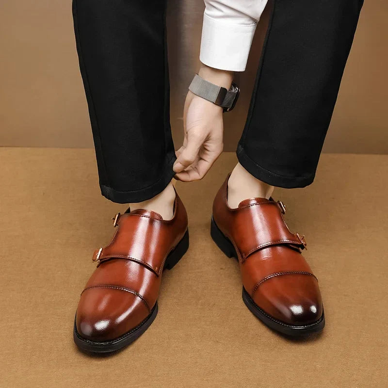 Luxury Leather Monk Strap Shoes