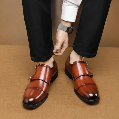Luxury Leather Monk Strap Shoes