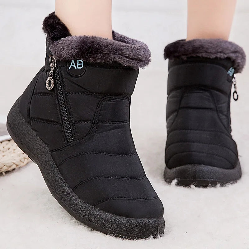 Women's Winter Snow Boots Comfortable Insulated Black - VibreMode