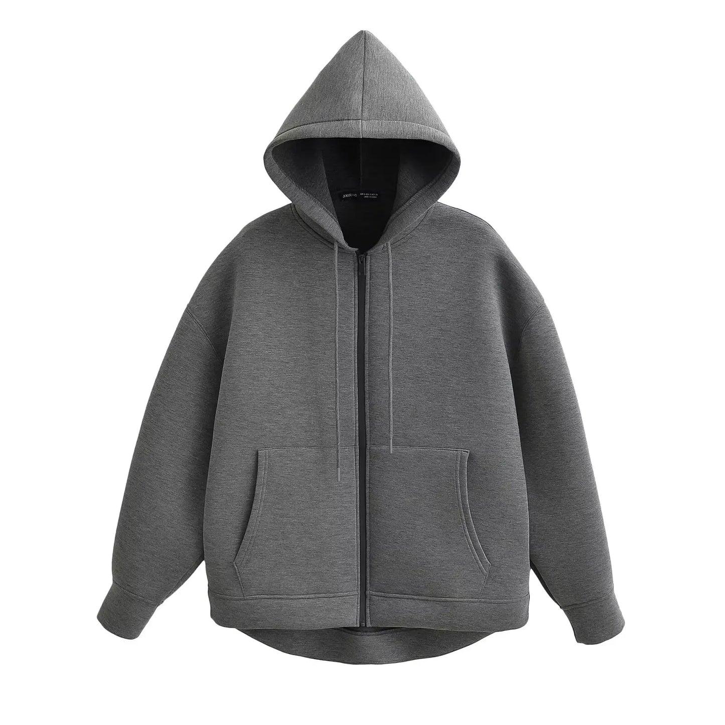 Women's Oversized Zip Hoodie Cotton Casual Grey