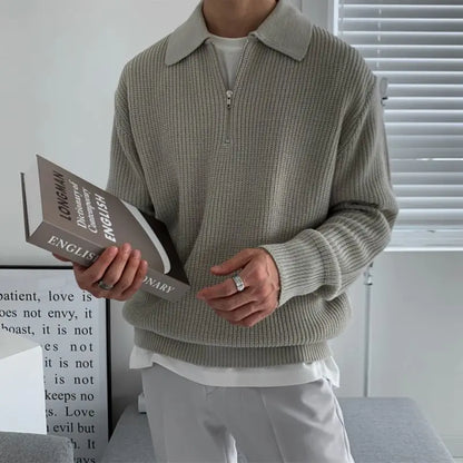 Men's Quarter Zip Sweater Textured Knit