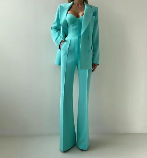 Tiffany Women's Blazer Set Corset Flare Pants - VibreMode