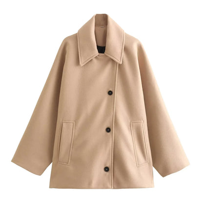 Women's Oversized Winter Coat Long Sleeve Button Front Jacket