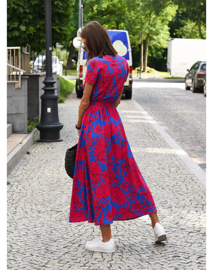 Women's Floral Maxi Dress V-Neckline