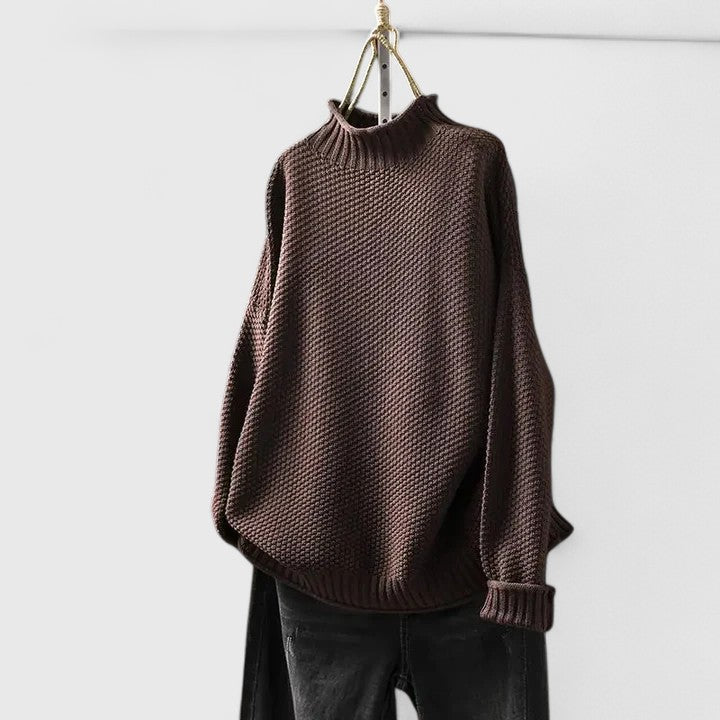 Women's Waffle Knit Mock Neck Sweater