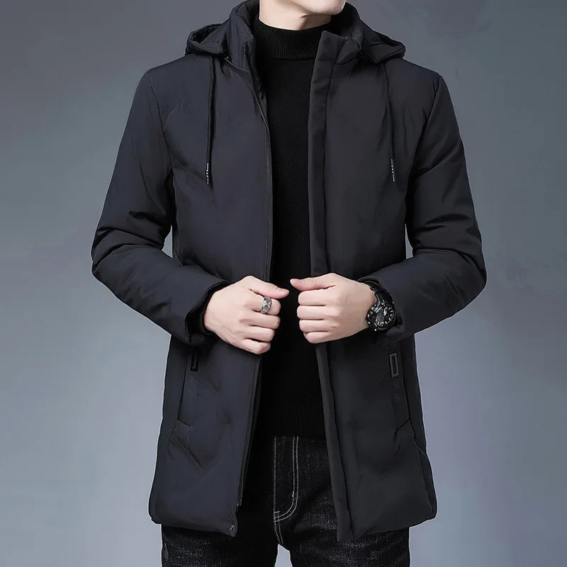 Men's Hooded Parkas Jacket Thick Winter Windbreaker Coat