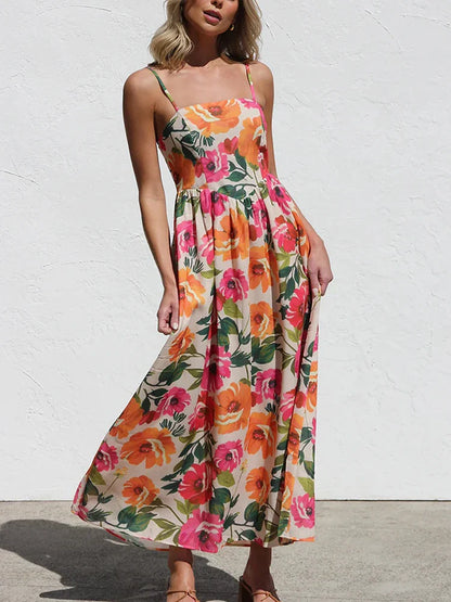 Elegant Floral Off Shoulder Maxi Dress