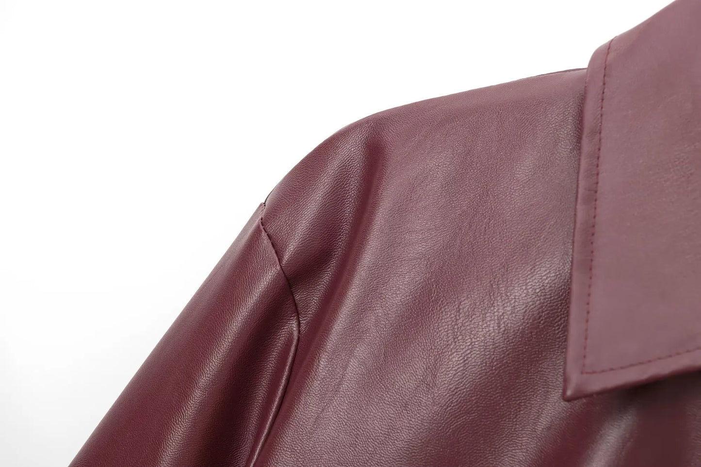 Women's Leather Jacket Zipper Front Classic Lapel Collar